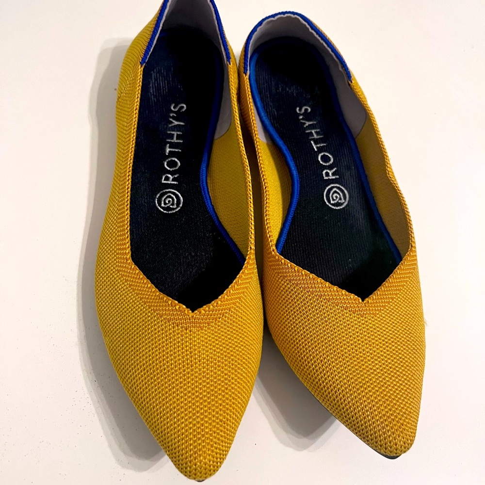 Rothy's Yellow Flats with Blue Trim